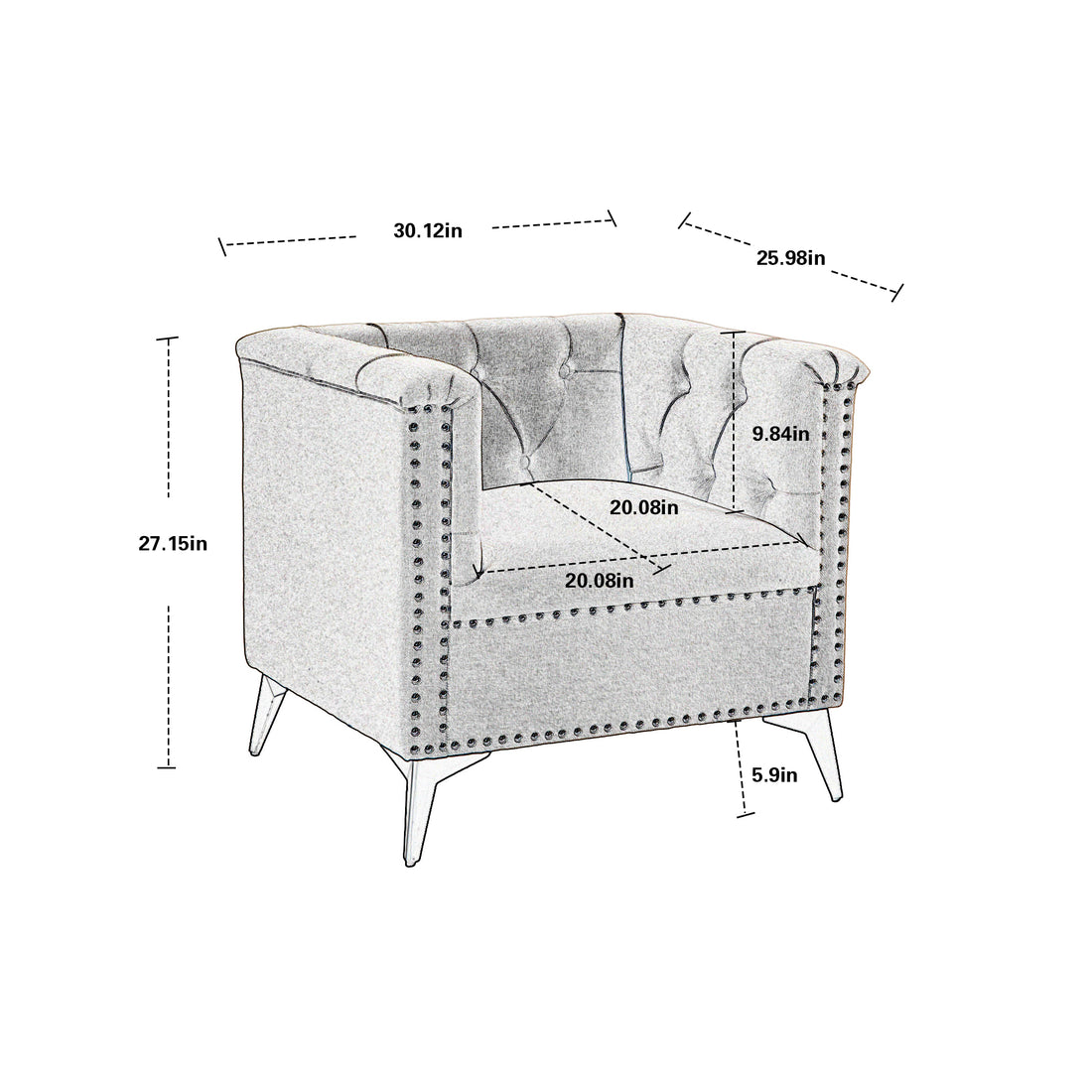 Accent Chair Living Room Chairs Single Sofa Chair,Arm Chairs With Linen Fabric, Mid Century Accent Arm Chairs Comfy Reading Lounge Club Armchair For Bedroom Office Study Beige Metal