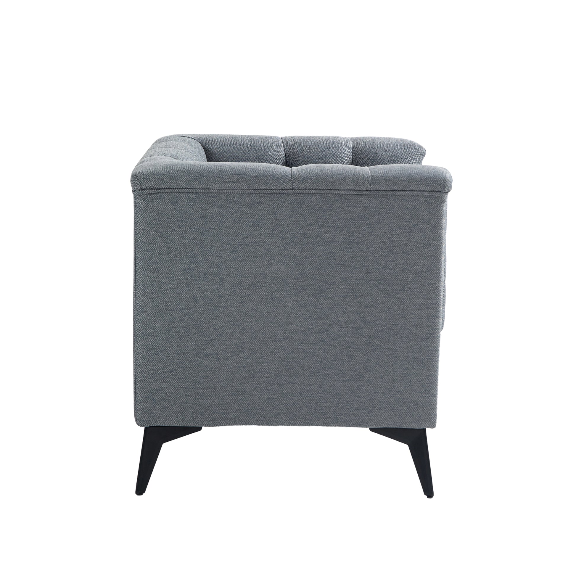 Accent Chair Living Room Chairs Single Sofa Chair,Arm Chairs With Linen Fabric, Mid Century Accent Arm Chairs Comfy Reading Lounge Club Armchair For Bedroom Office Study Gray Metal