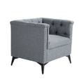 Accent Chair Living Room Chairs Single Sofa Chair,Arm Chairs With Linen Fabric, Mid Century Accent Arm Chairs Comfy Reading Lounge Club Armchair For Bedroom Office Study Gray Metal