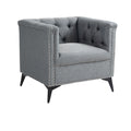 Accent Chair Living Room Chairs Single Sofa Chair,Arm Chairs With Linen Fabric, Mid Century Accent Arm Chairs Comfy Reading Lounge Club Armchair For Bedroom Office Study Gray Metal