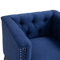 Accent Chair Living Room Chairs Single Sofa Chair,Arm Chairs With Linen Fabric, Mid Century Accent Arm Chairs Comfy Reading Lounge Club Armchair For Bedroom Office Study Blue Metal