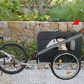 Outdoor Heavy Duty Foldable Utility Pet Stroller Dog black+ gray-fabric-steel