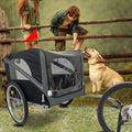 Outdoor Heavy Duty Foldable Utility Pet Stroller Dog black+ gray-fabric-steel