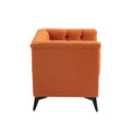 Accent Chair Living Room Chairs Single Sofa Chair,Arm Chairs With Linen Fabric, Mid Century Accent Arm Chairs Comfy Reading Lounge Club Armchair For Bedroom Office Study Orange Metal