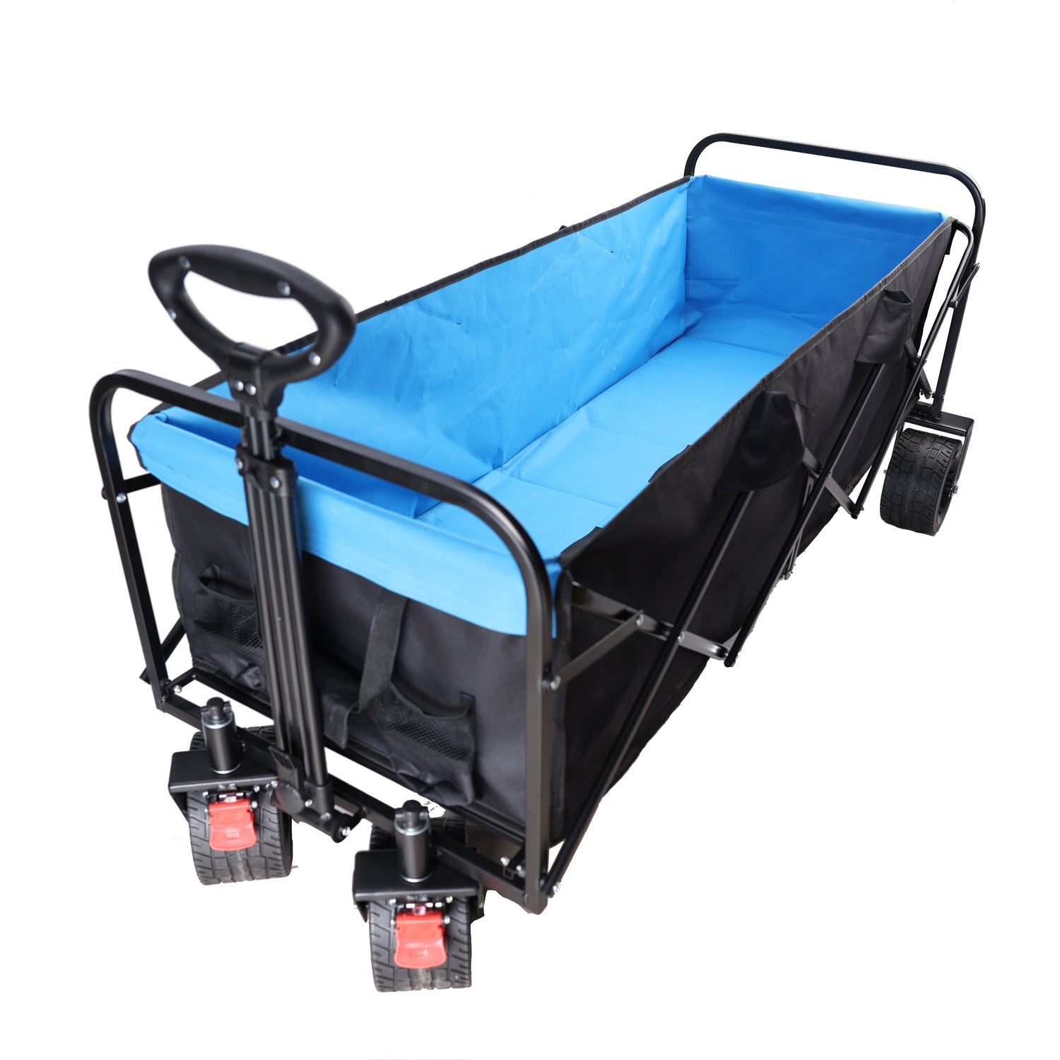 Big Large Capacity Folding Cart Extra Long Extender Wagon Cart Folding Wagon Garden Shopping Beach Cart Black Blue Black Garden & Outdoor Steel