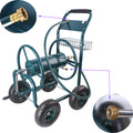 Garden Hose Reel Cart 4 Wheels Portable Garden Hose Reel Cart With Storage Basket Rust Resistant Heavy Duty Water Hose Holder Green Abs Rubber Steel Q235