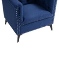 Accent Chair Living Room Chairs Single Sofa Chair,Arm Chairs With Linen Fabric, Mid Century Accent Arm Chairs Comfy Reading Lounge Club Armchair For Bedroom Office Study Blue Metal