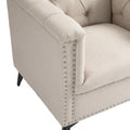 Accent Chair Living Room Chairs Single Sofa Chair,Arm Chairs With Linen Fabric, Mid Century Accent Arm Chairs Comfy Reading Lounge Club Armchair For Bedroom Office Study Beige Metal