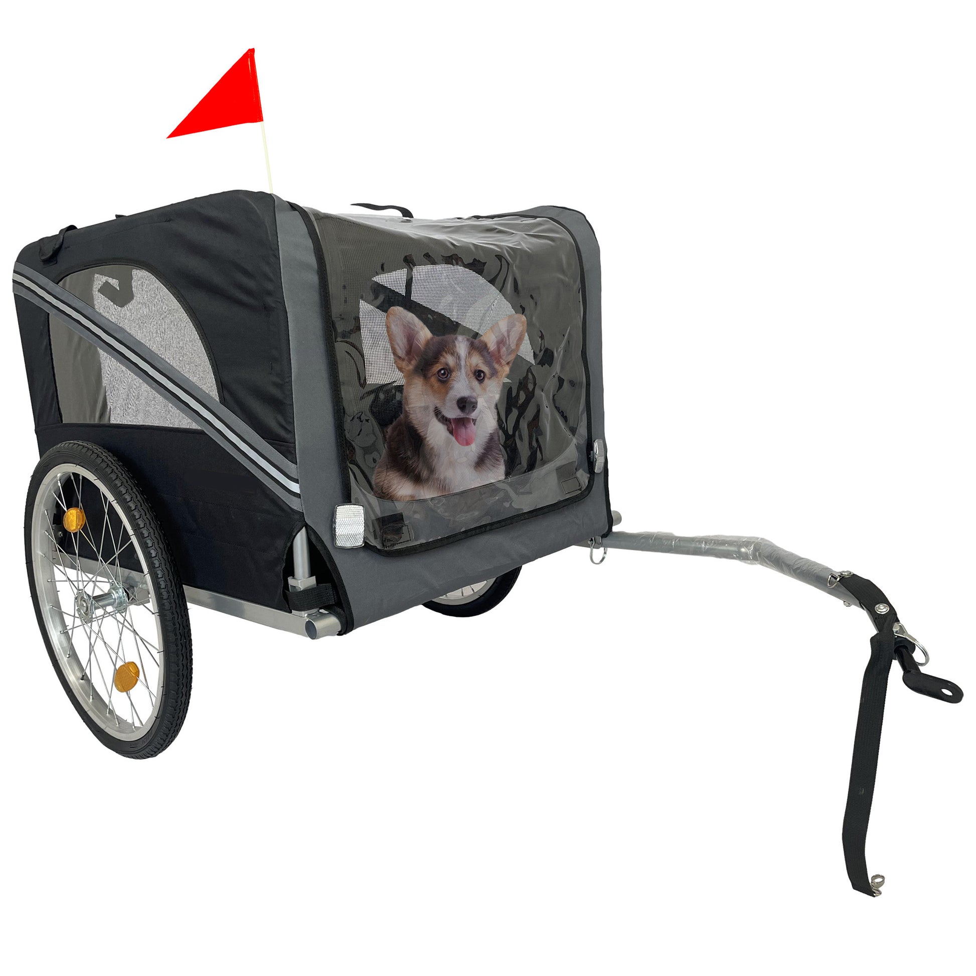 Outdoor Heavy Duty Foldable Utility Pet Stroller Dog black+ gray-fabric-steel