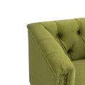 Accent Chair Living Room Chairs Single Sofa Chair,Arm Chairs With Linen Fabric, Mid Century Accent Arm Chairs Comfy Reading Lounge Club Armchair For Bedroom Office Study Green Metal