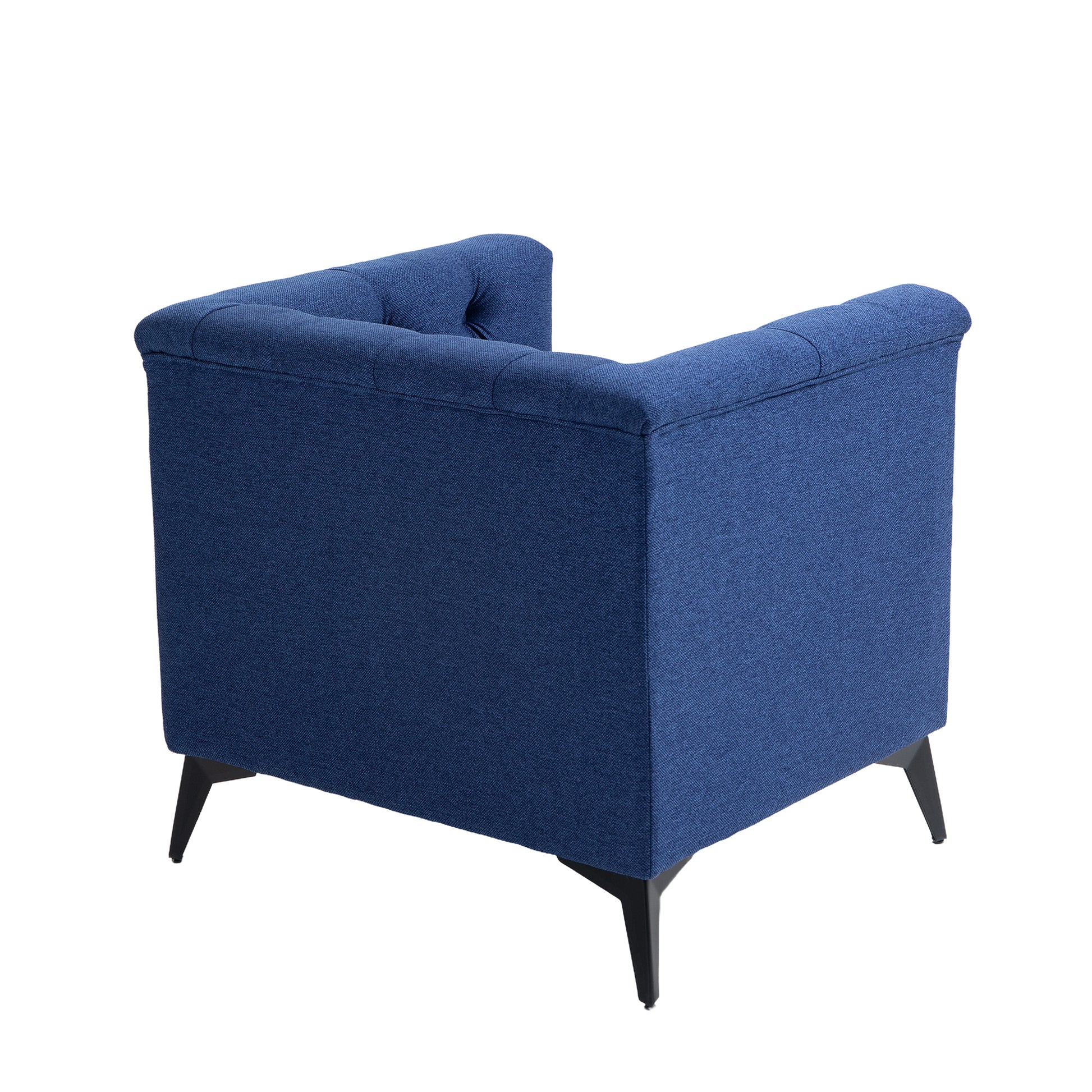 Accent Chair Living Room Chairs Single Sofa Chair,Arm Chairs With Linen Fabric, Mid Century Accent Arm Chairs Comfy Reading Lounge Club Armchair For Bedroom Office Study Blue Metal