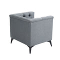 Accent Chair Living Room Chairs Single Sofa Chair,Arm Chairs With Linen Fabric, Mid Century Accent Arm Chairs Comfy Reading Lounge Club Armchair For Bedroom Office Study Gray Metal