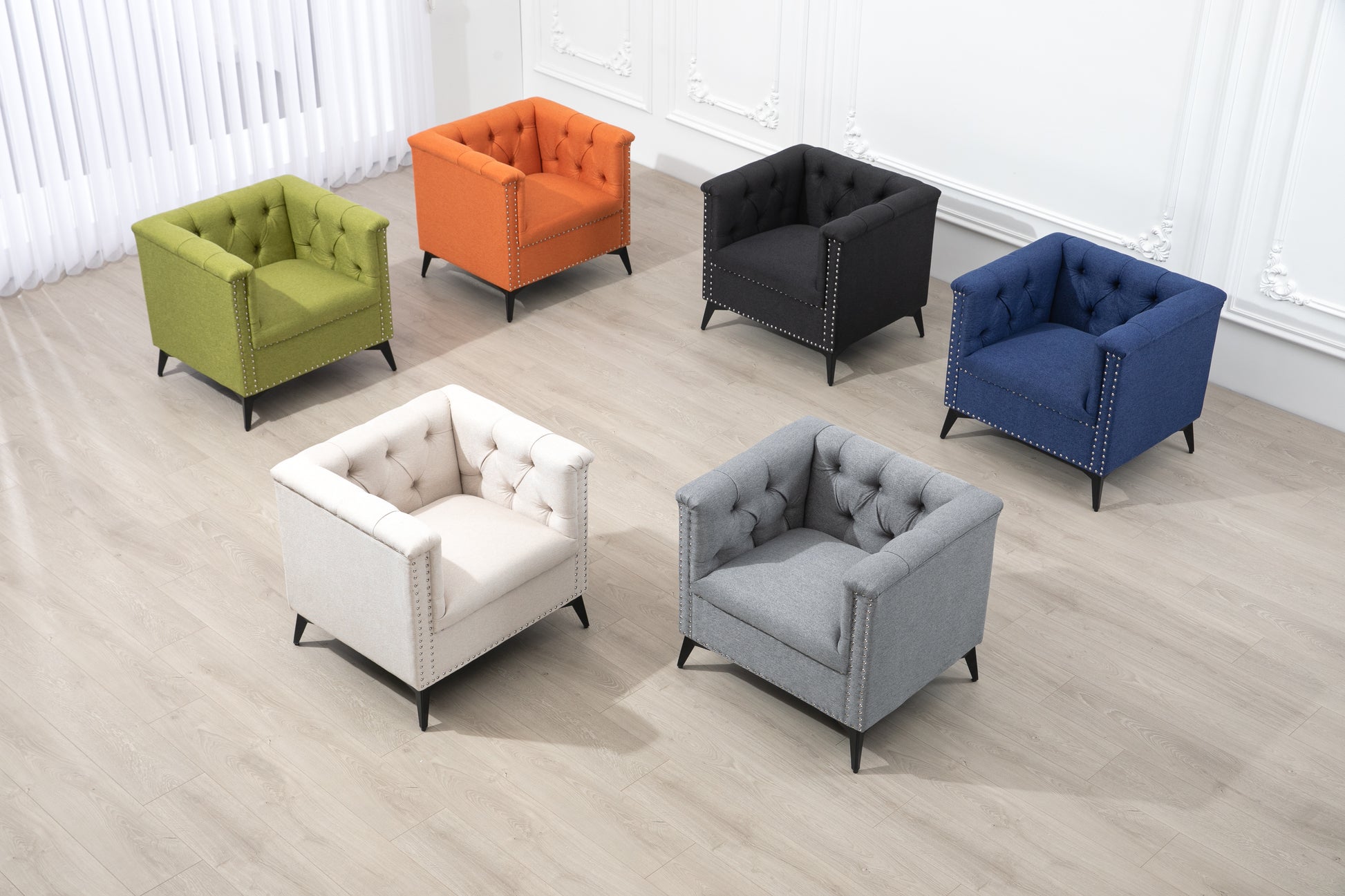 Accent Chair Living Room Chairs Single Sofa Chair,Arm Chairs With Linen Fabric, Mid Century Accent Arm Chairs Comfy Reading Lounge Club Armchair For Bedroom Office Study Orange Metal