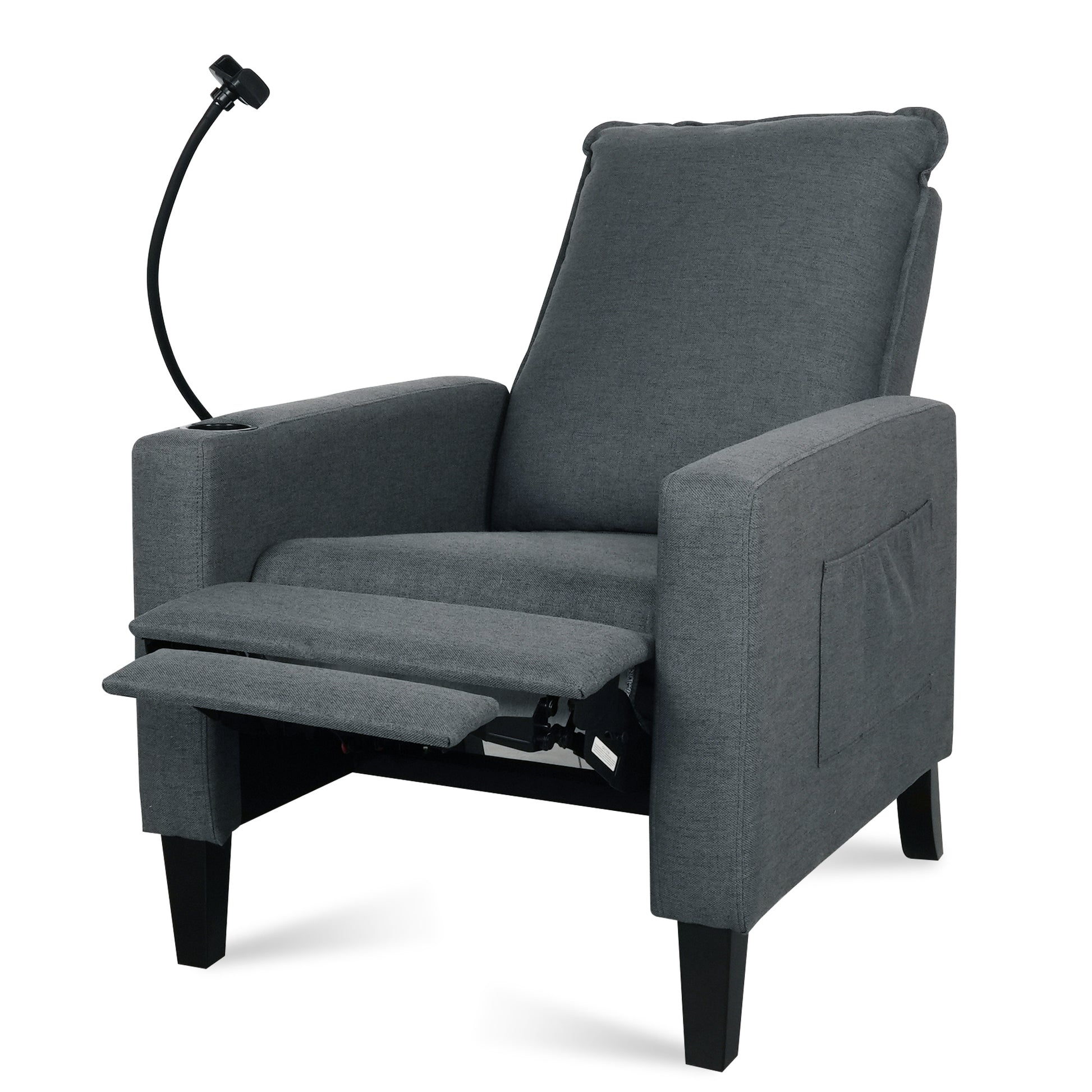 Recliner Chairs For Adults, Adjustable Recliner Sofa With Mobile Phone Holder & Cup Holder, Modern Reclining Chairs Fabric Push Back Recliner Chairs For Living Room, Bedroom, Gray Grey Foam Polyester
