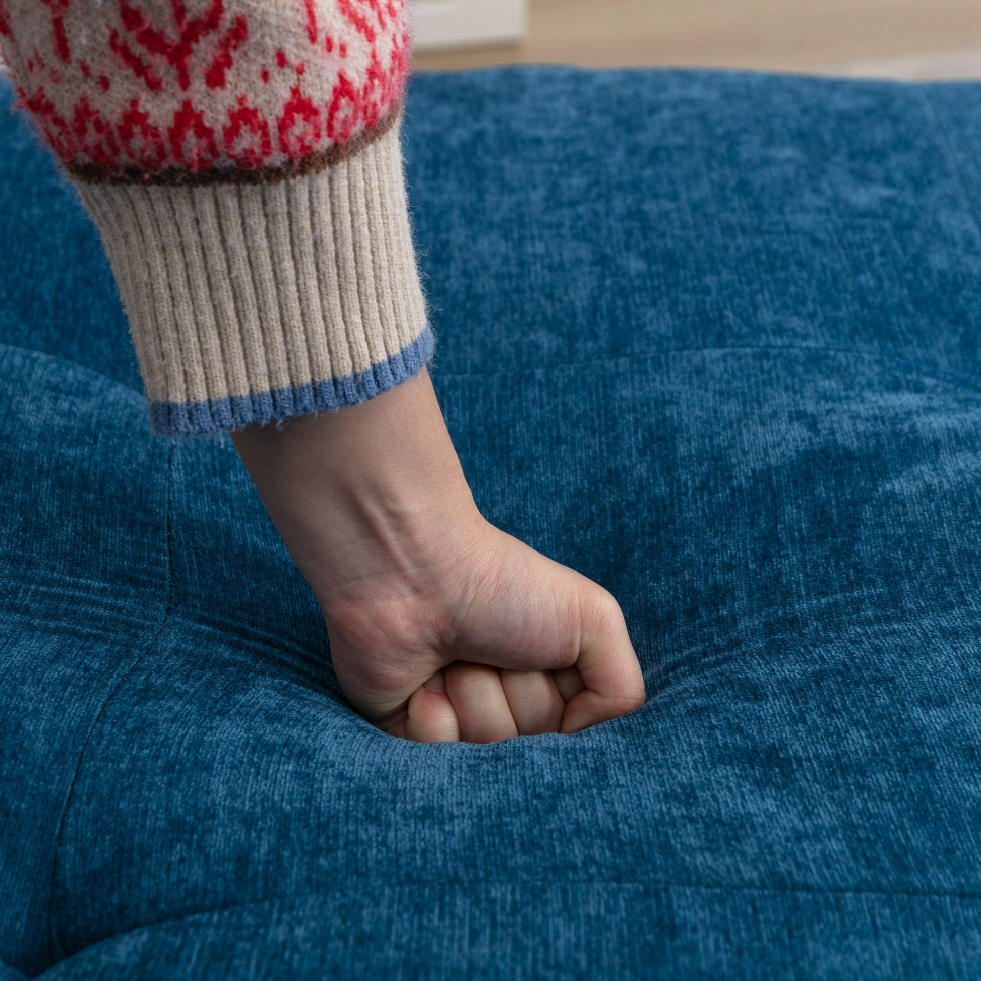 Folding Sofa Bed, Futon Sleeper Chair, Convertible Chair Floor Couch & Sleeping Mattress For Living Room, Guest Room, Home Office, Apartment, Small Space, Bed, Removable Back Cushion, Blue, 1 Seat Blue Chenille Primary Living Space Pillow Back Soft