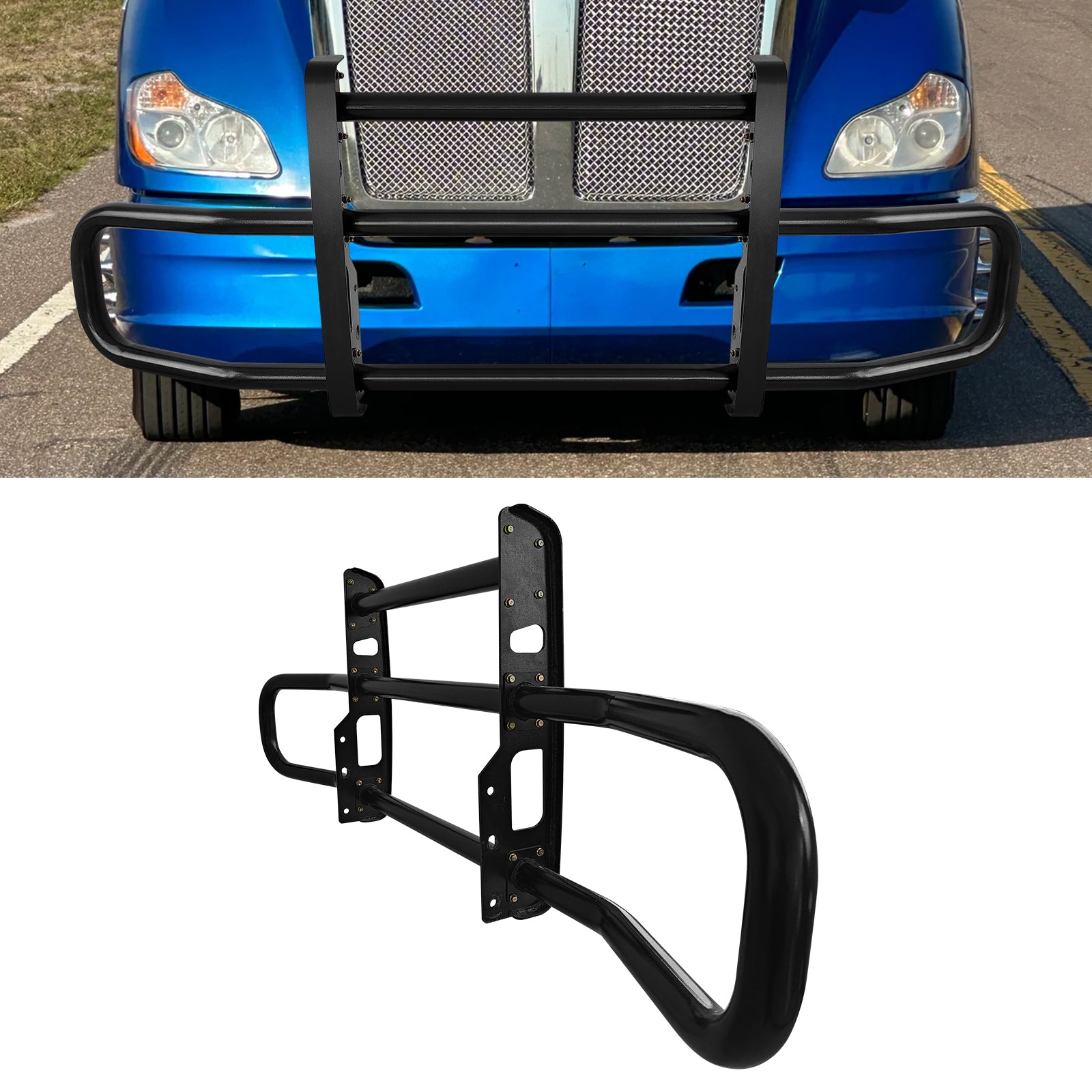 Black lron Integrated Deer Guard for Kenworth T680 black-iron