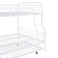 Full Xl Over Queen Metal Bunk Bed With Twin Size Trundle, White White Iron