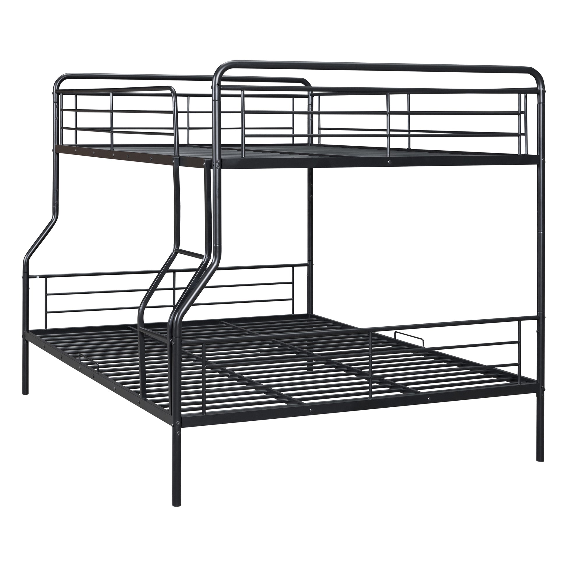 Full Xl Over Queen Metal Bunk Bed, Black Black Iron