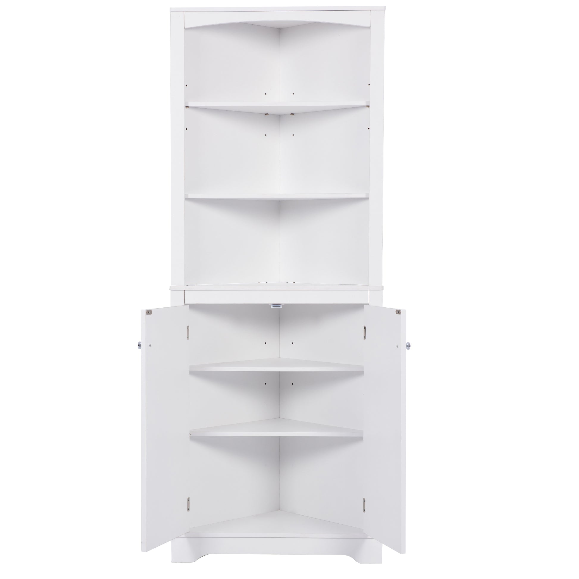 White Bathroom Storage Corner Cabinet with