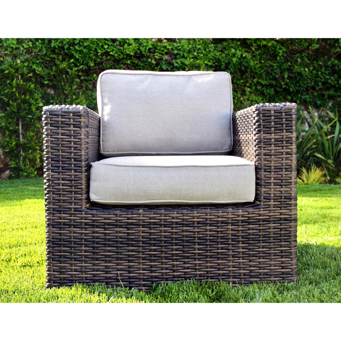 Living Source International Fully Assembled Patio Chair With Cushions Set Of 2 Espresso Modern Wicker