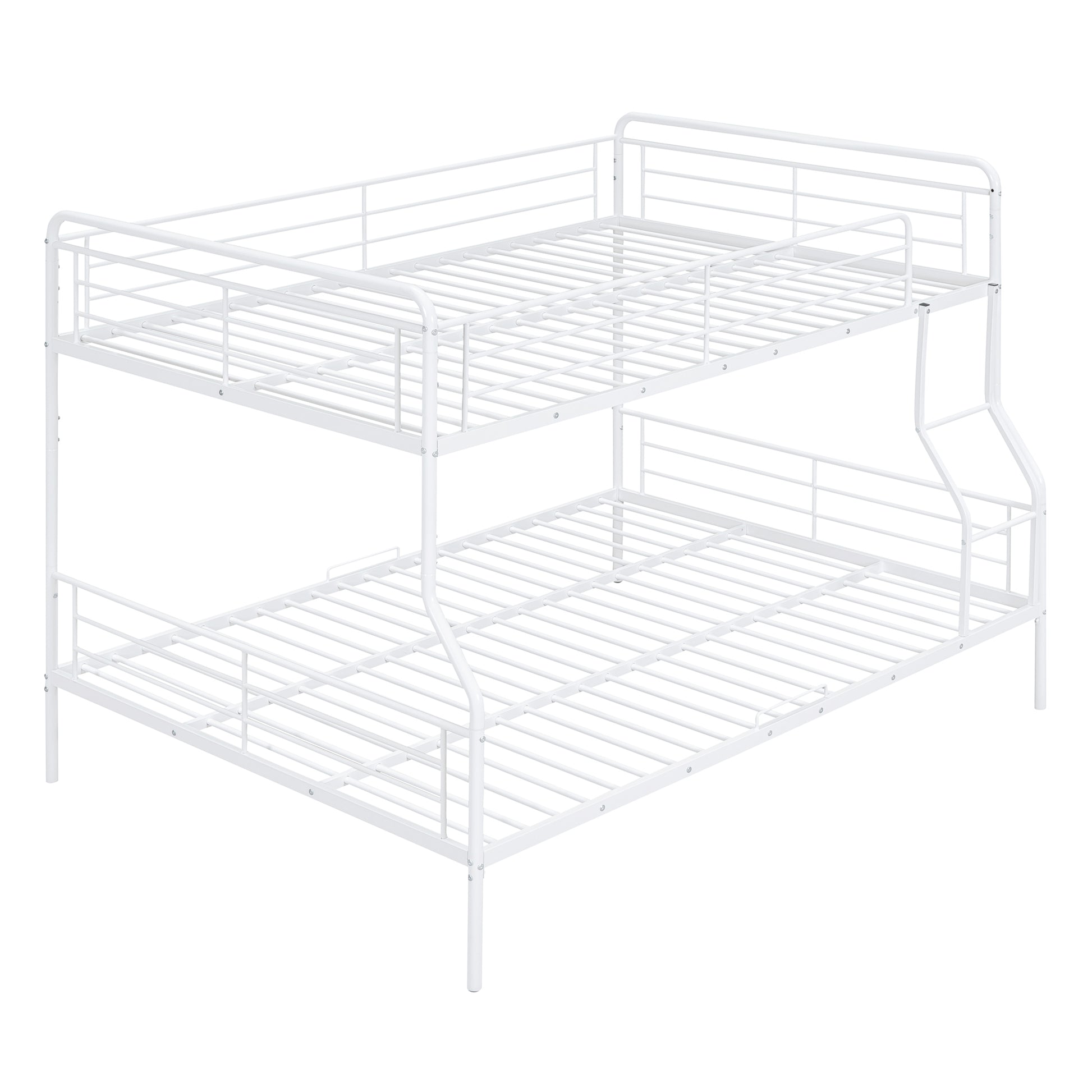 Full Xl Over Queen Metal Bunk Bed, White White Iron