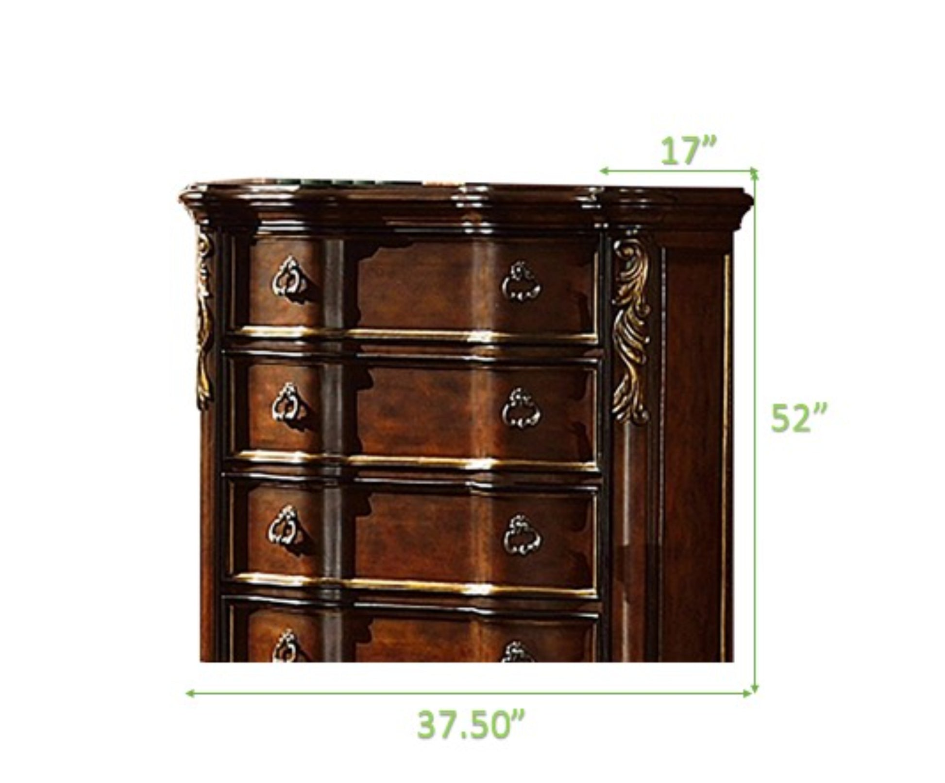 Bella Traditional Style Chest Made With Wood Dark Walnut Walnut Brown Traditional Upholstered Wood