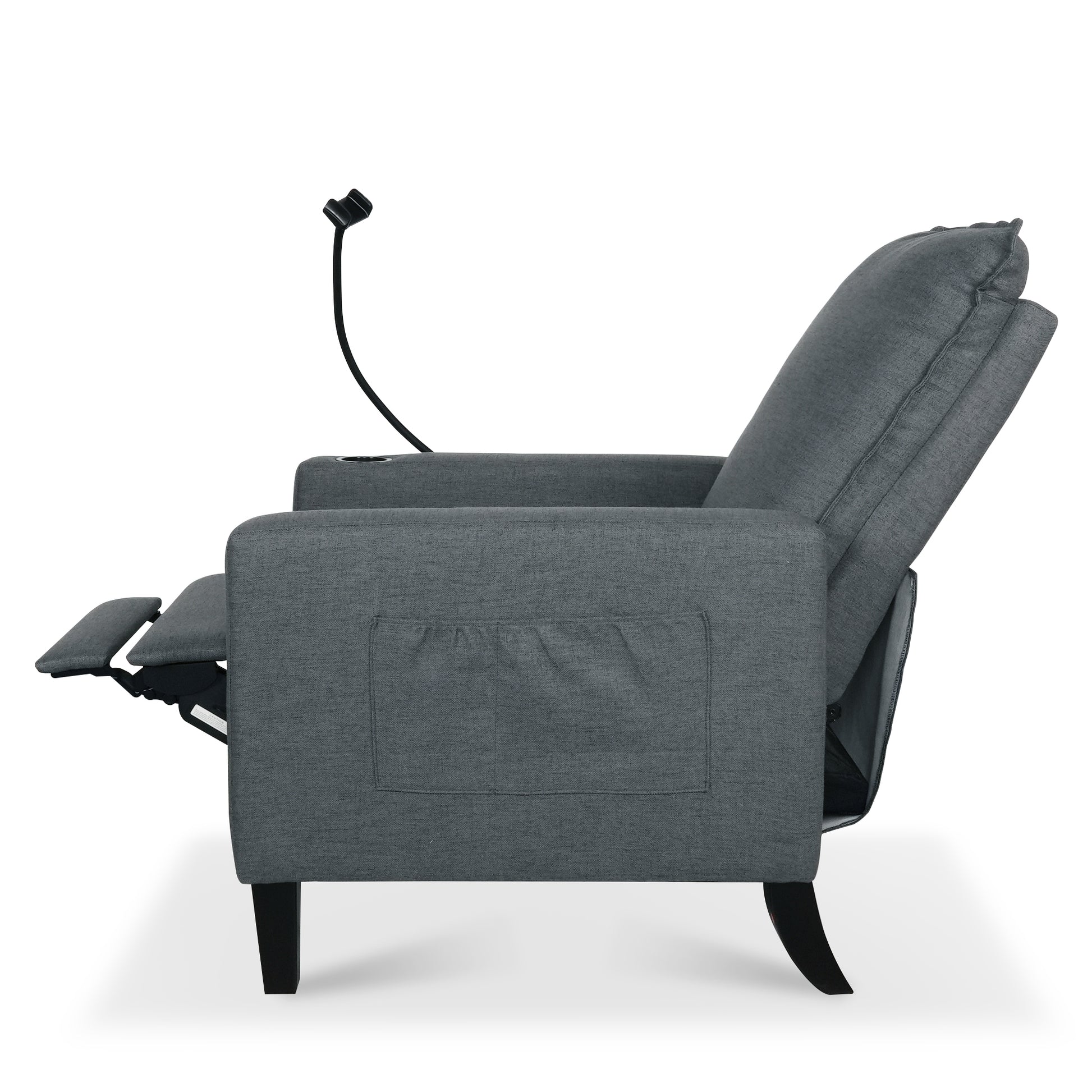 Recliner Chairs For Adults, Adjustable Recliner Sofa With Mobile Phone Holder & Cup Holder, Modern Reclining Chairs Fabric Push Back Recliner Chairs For Living Room, Bedroom, Gray Grey Foam Polyester