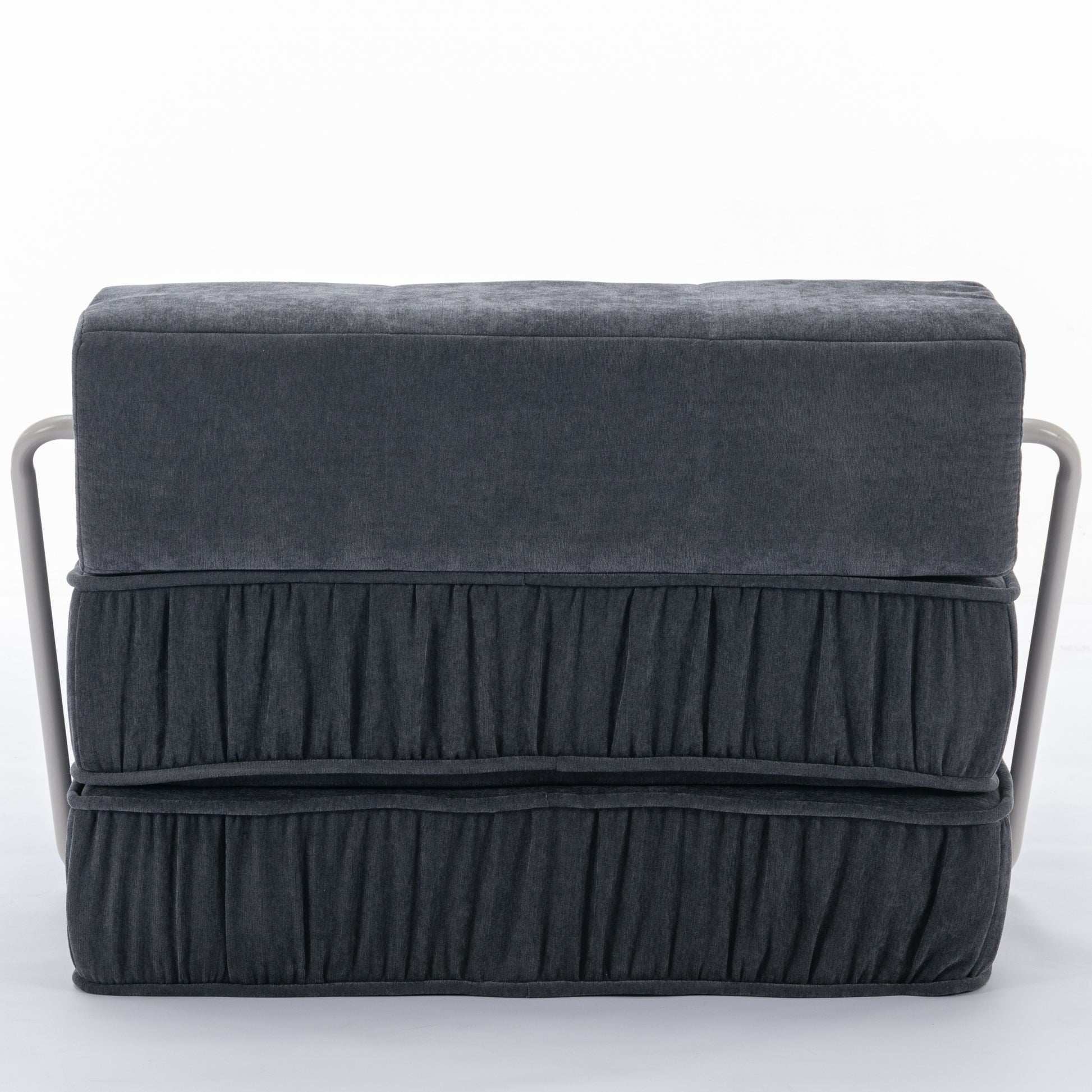 Folding Sofa Bed, Futon Sleeper Chair, Convertible Chair Floor Couch & Sleeping Mattress For Living Room, Guest Room, Home Office, Apartment, Small Space, Bed, Removable Back Cushion, Grey, 1 Seat Grey Chenille Primary Living Space Pillow Back Soft