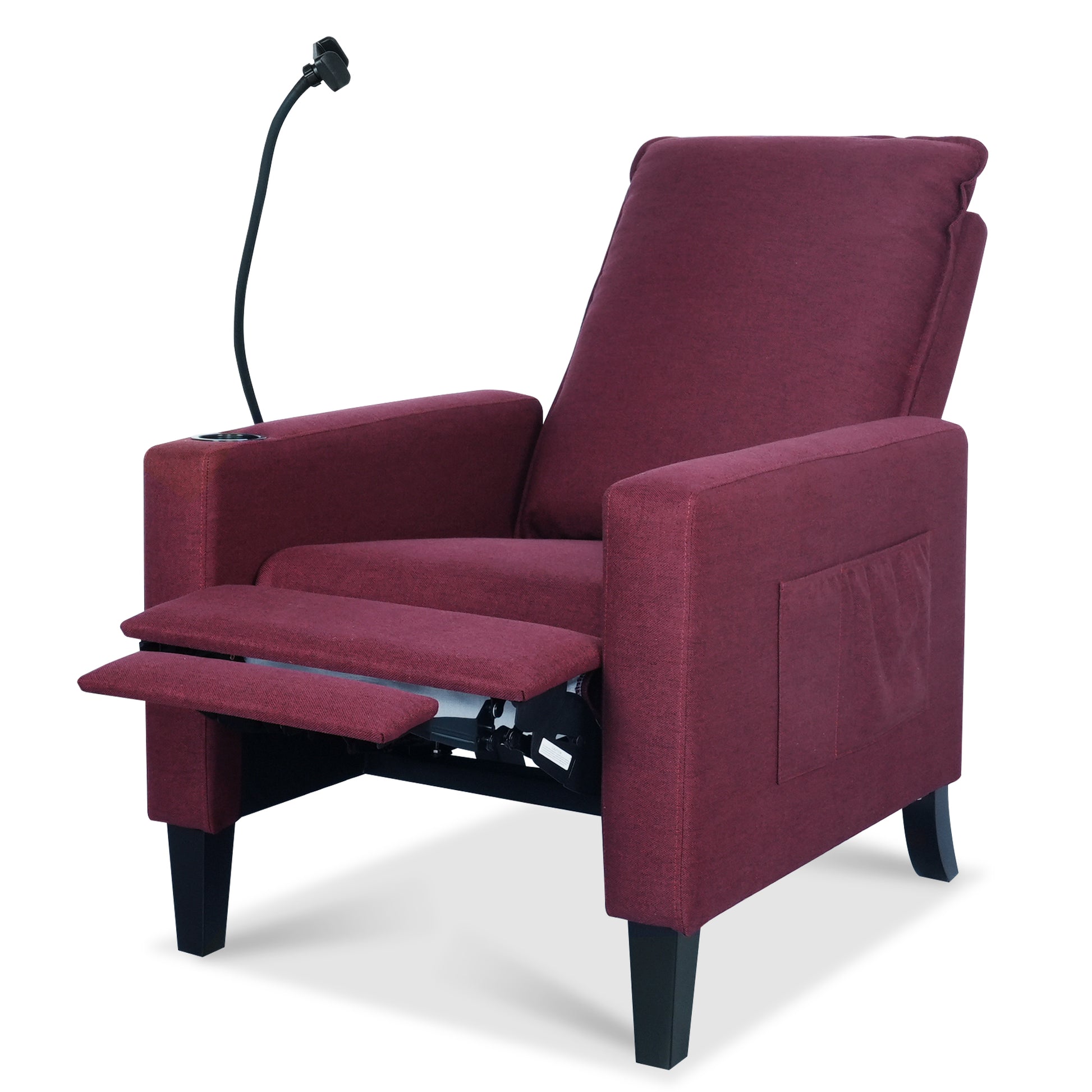 Recliner Chairs For Adults, Adjustable Recliner Sofa With Mobile Phone Holder & Cup Holder, Modern Reclining Chairs Fabric Push Back Recliner Chairs For Living Room, Bedroom, Red Red Foam Polyester