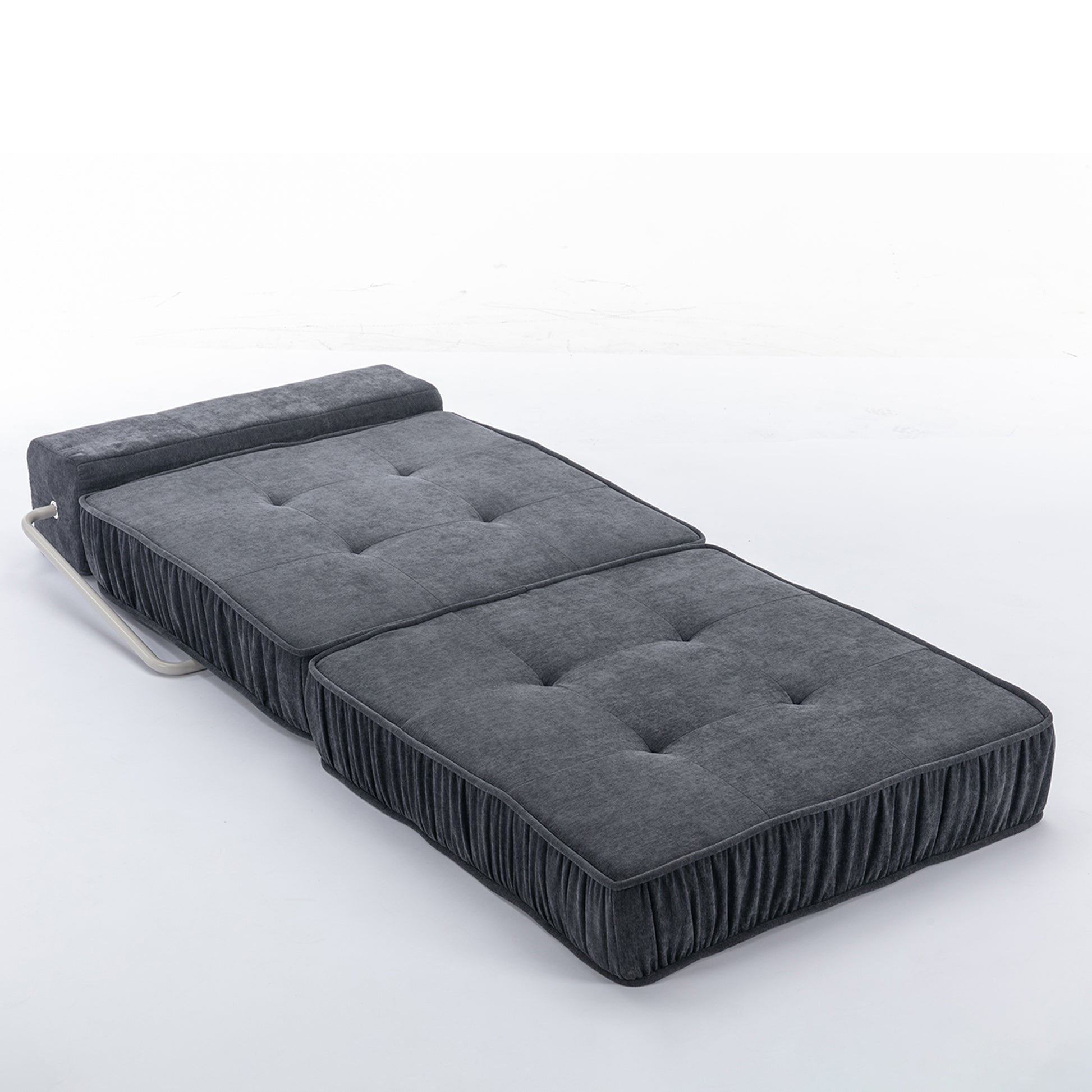 Folding Sofa Bed, Futon Sleeper Chair, Convertible Chair Floor Couch & Sleeping Mattress For Living Room, Guest Room, Home Office, Apartment, Small Space, Bed, Removable Back Cushion, Grey, 1 Seat Grey Chenille Primary Living Space Pillow Back Soft