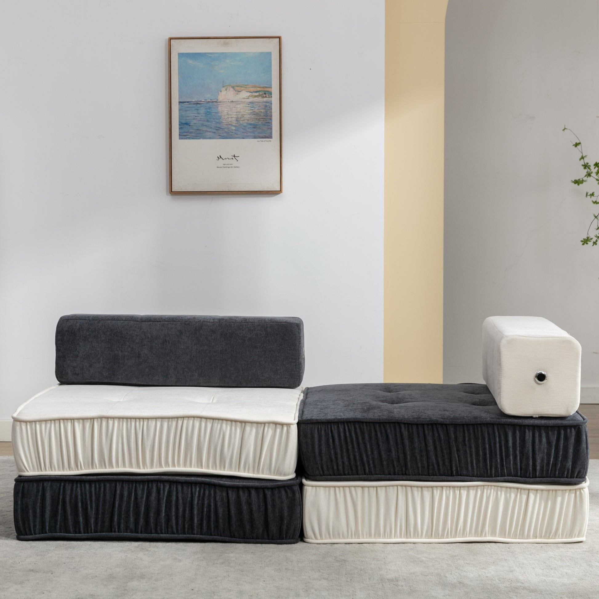 Folding Sofa Bed, Futon Sleeper Chair, Convertible Chair Floor Couch & Sleeping Mattress For Living Room, Guest Room, Home Office, Apartment, Small Space, Bed, Removable Back Cushion, Blue, 1 Seat Blue Chenille Primary Living Space Pillow Back Soft