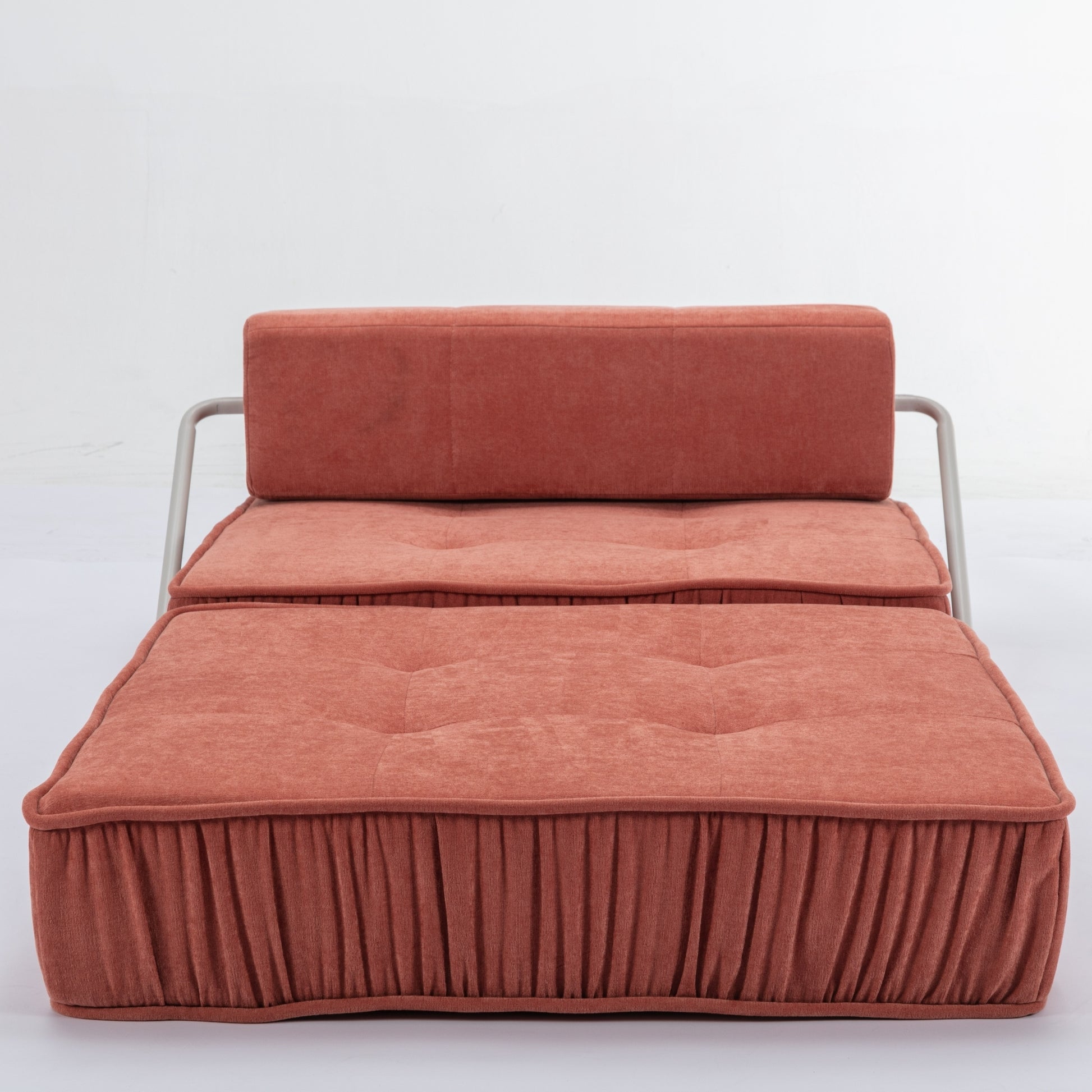 Folding Sofa Bed, Futon Sleeper Chair, Convertible Chair Floor Couch & Sleeping Mattress For Living Room, Guest Room, Home Office, Apartment, Small Space, Bed, Removable Back Cushion, Orange, 1 Seat Orange Chenille Primary Living Space Pillow Back Soft