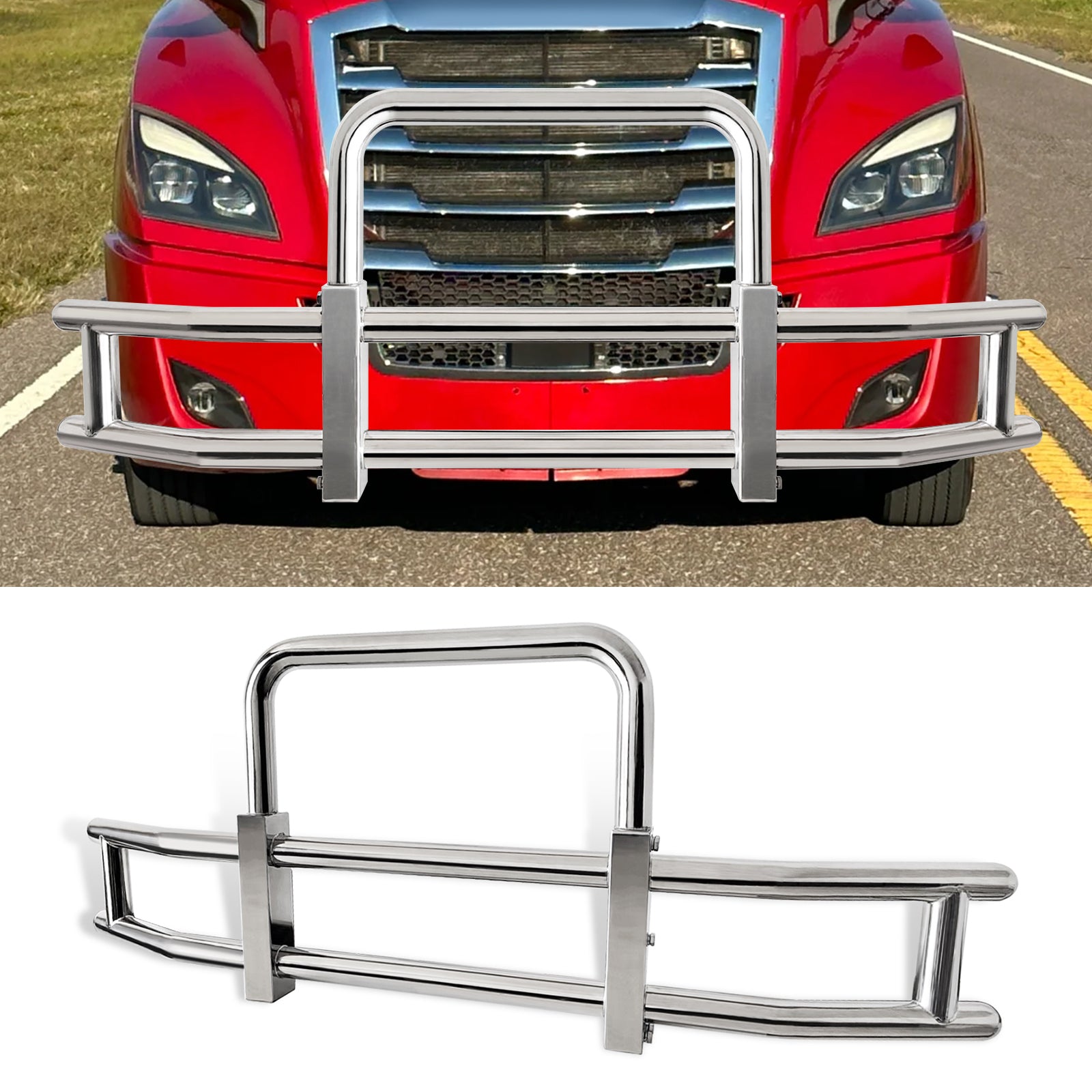 Deer Guard for Freightliner Cascadia 2018 2022 with chrome-stainless steel