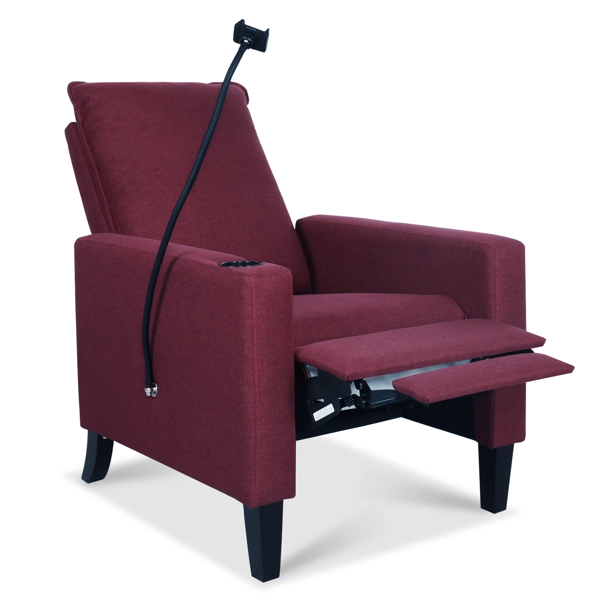 Recliner Chairs For Adults, Adjustable Recliner Sofa With Mobile Phone Holder & Cup Holder, Modern Reclining Chairs Fabric Push Back Recliner Chairs For Living Room, Bedroom, Red Red Foam Polyester