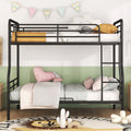 Full Xl Over Queen Metal Bunk Bed, Black Black Iron