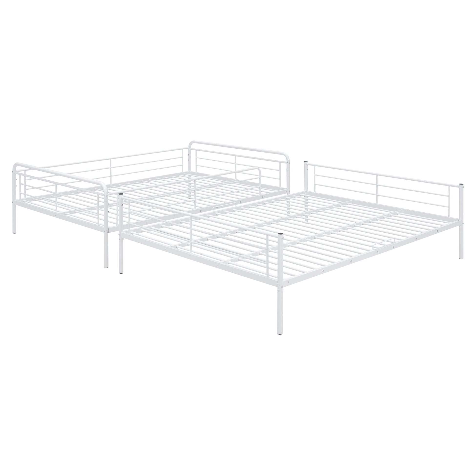 Full Xl Over Queen Metal Bunk Bed, White White Iron