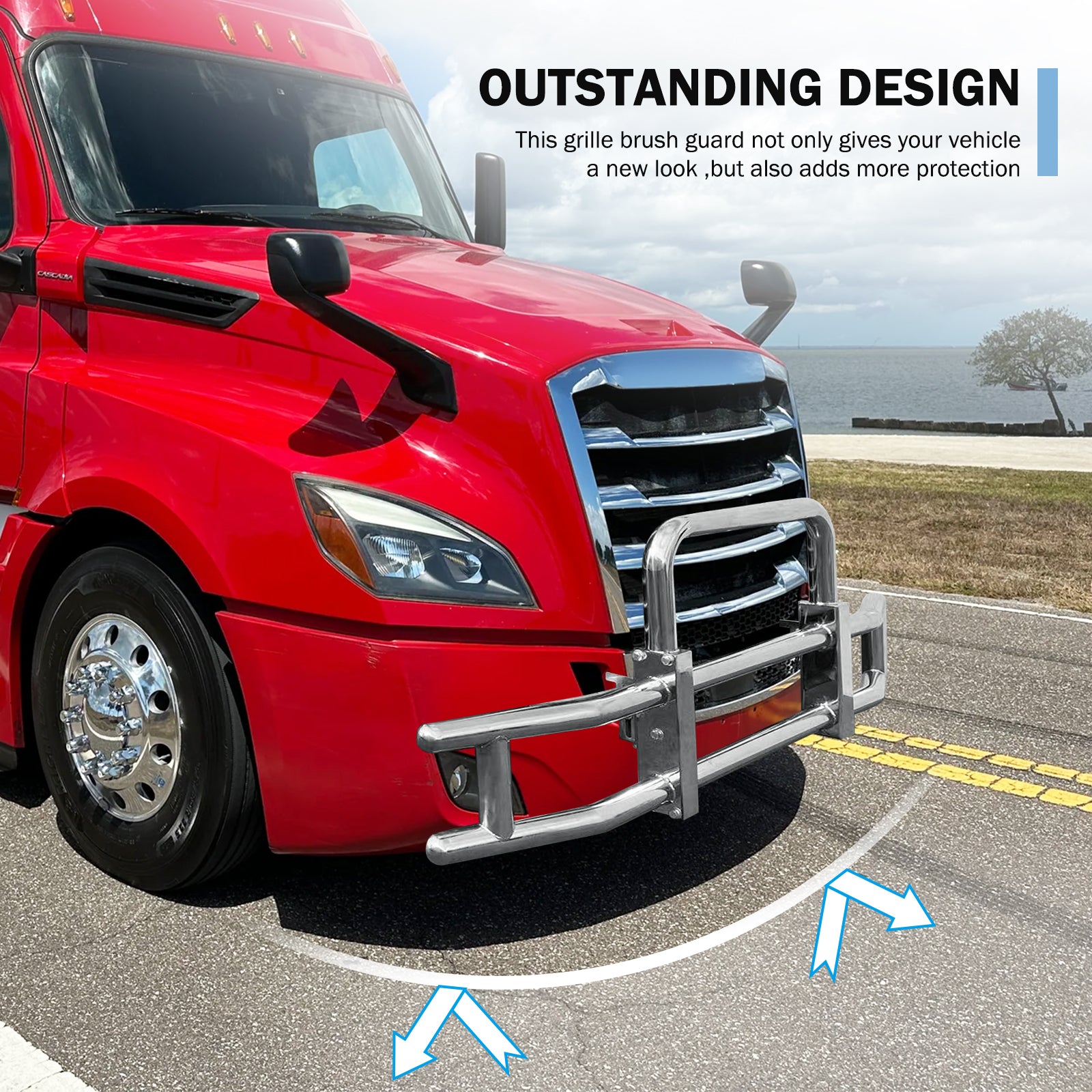 Deer Guard for Freightliner Cascadia 2018 2022 with chrome-stainless steel