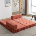 Folding Sofa Bed, Futon Sleeper Chair, Convertible Chair Floor Couch & Sleeping Mattress For Living Room, Guest Room, Home Office, Apartment, Small Space, Bed, Removable Back Cushion, Orange, 1 Seat Orange Chenille Primary Living Space Pillow Back Soft
