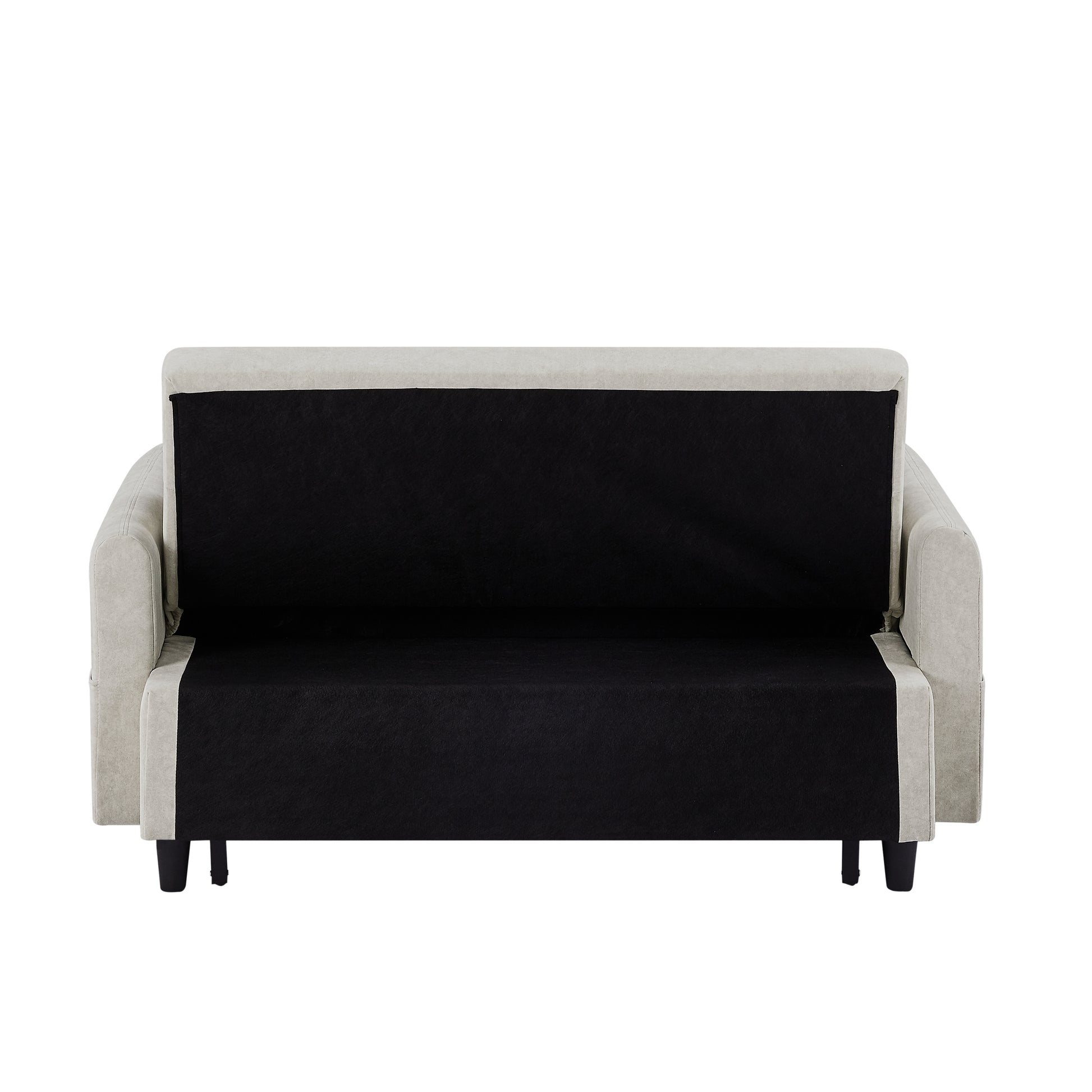 55.1" Pull Out Sleep Sofa Bed Loveseats Sofa Couch With Adjsutable Backrest, Storage Pockets, 2 Soft Pillows, Usb Ports For Living Room, Bedroom, Apartment, Office, Beige Old Sku: Wf315689Aaa Beige Foam Microfiber 2 Seat