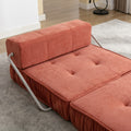 Folding Sofa Bed, Futon Sleeper Chair, Convertible Chair Floor Couch & Sleeping Mattress For Living Room, Guest Room, Home Office, Apartment, Small Space, Bed, Removable Back Cushion, Orange, 1 Seat Orange Chenille Primary Living Space Pillow Back Soft