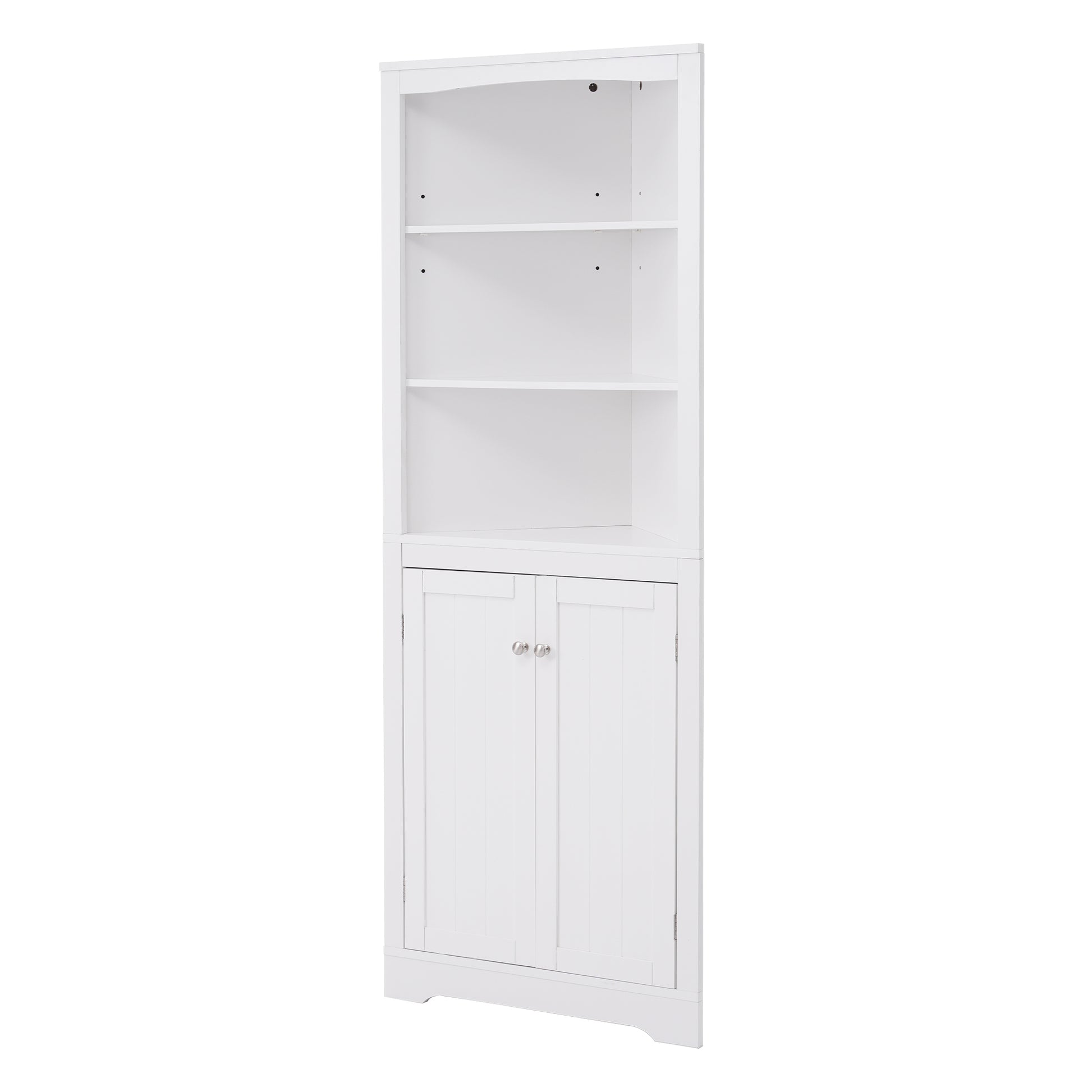 White Bathroom Storage Corner Cabinet with