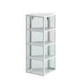 Glass Door Wall Mounted Corner Cabinet With Featuring Four Tier Storage For Bedroom, Living Room, Bathroom, Kitchen, White White Metal