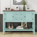 Cambridge Series Large Storage Vintage Console Table With Four Small Drawers And Bottom Shelf For Living Rooms, Entrances And Kitchens Retro Blue, Old Sku: Wf190263Aac Retro Blue Solid Wood Mdf