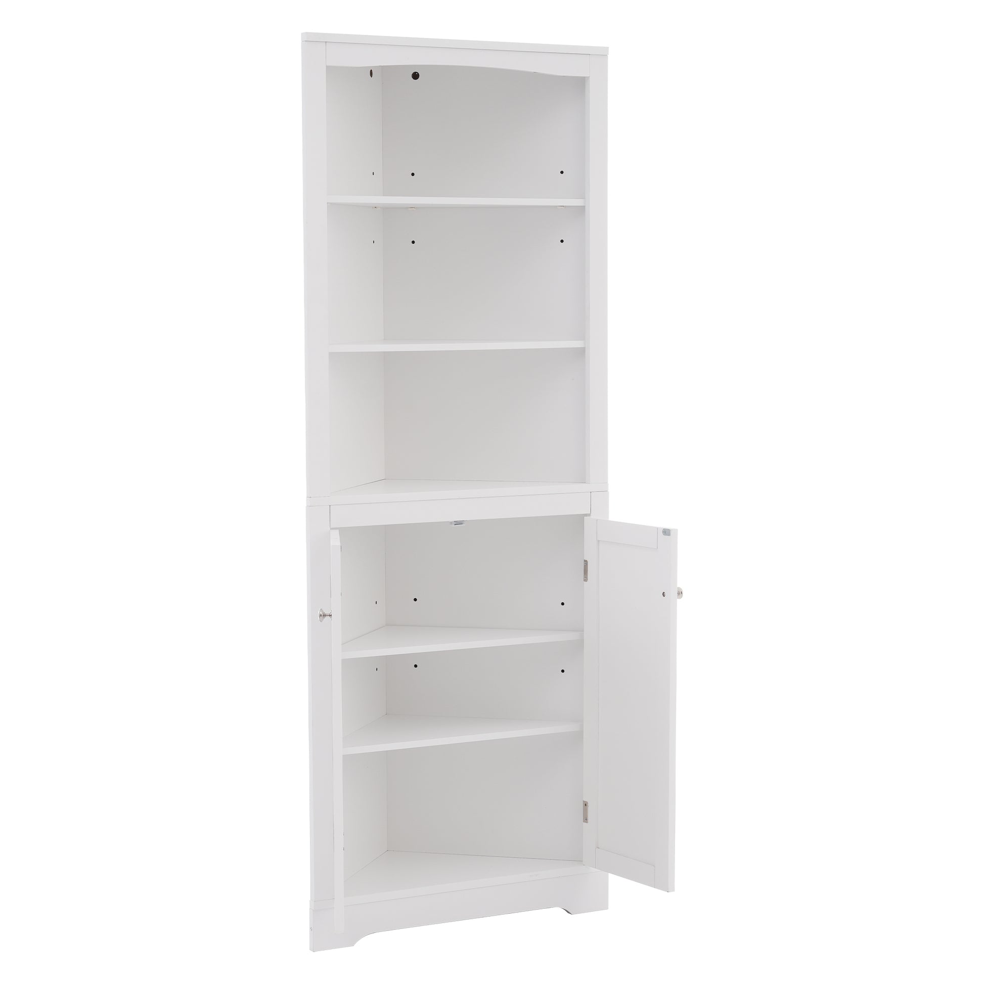 White Bathroom Storage Corner Cabinet with