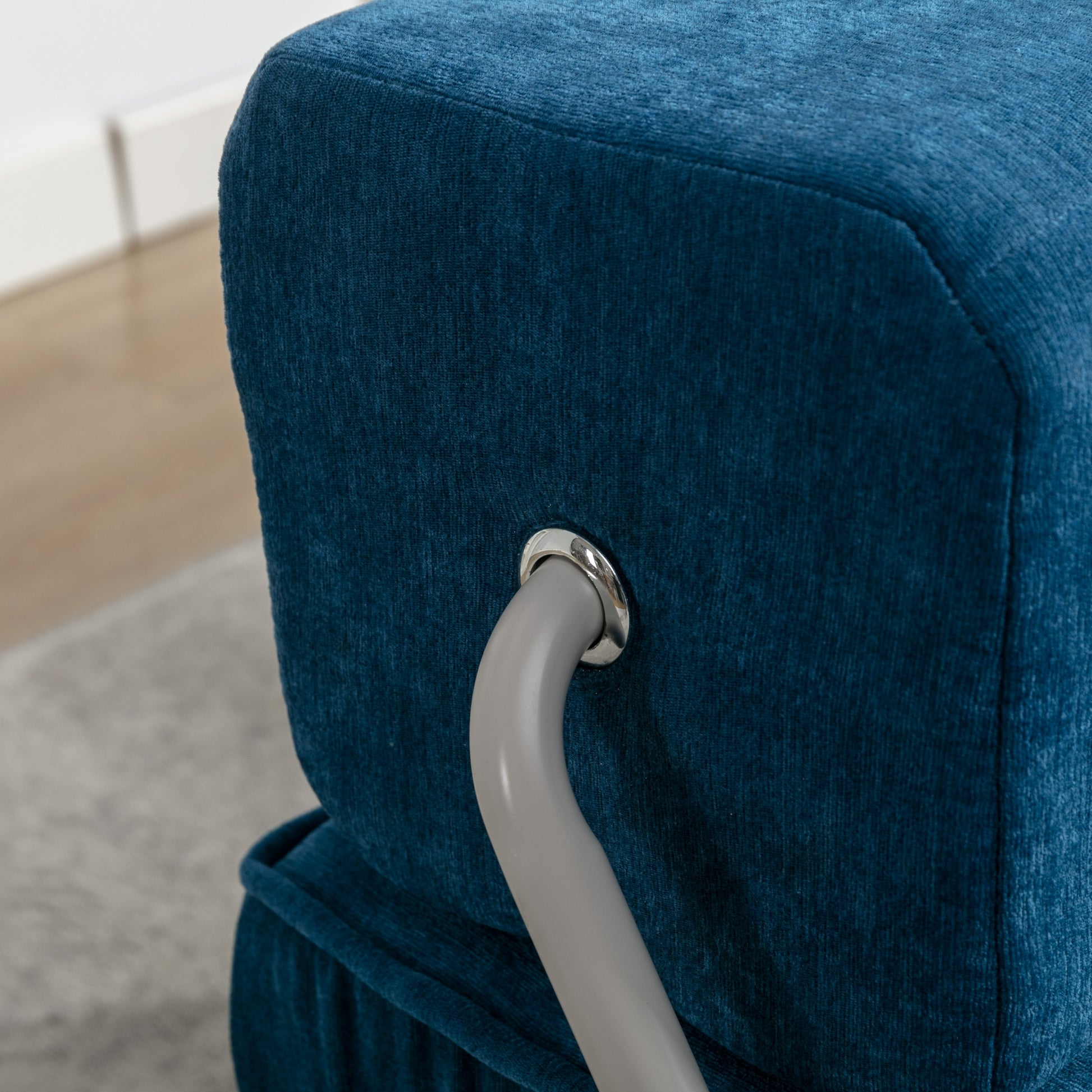 Folding Sofa Bed, Futon Sleeper Chair, Convertible Chair Floor Couch & Sleeping Mattress For Living Room, Guest Room, Home Office, Apartment, Small Space, Bed, Removable Back Cushion, Blue, 1 Seat Blue Chenille Primary Living Space Pillow Back Soft