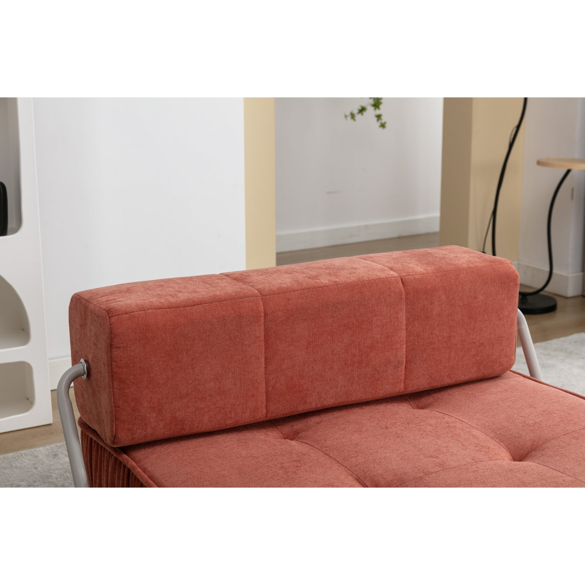 Folding Sofa Bed, Futon Sleeper Chair, Convertible Chair Floor Couch & Sleeping Mattress For Living Room, Guest Room, Home Office, Apartment, Small Space, Bed, Removable Back Cushion, Orange, 1 Seat Orange Chenille Primary Living Space Pillow Back Soft