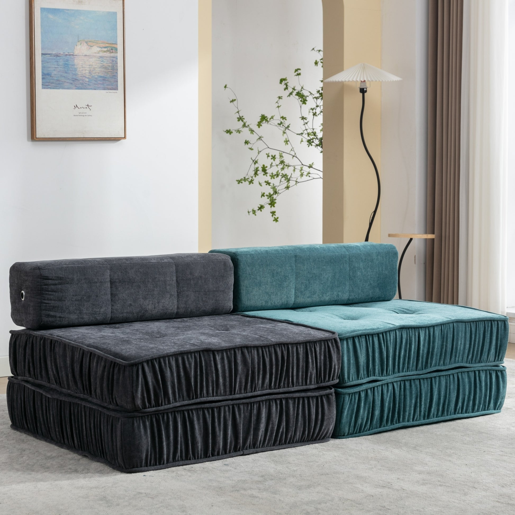 Folding Sofa Bed, Futon Sleeper Chair, Convertible Chair Floor Couch & Sleeping Mattress For Living Room, Guest Room, Home Office, Apartment, Small Space, Bed, Removable Back Cushion, Orange, 1 Seat Orange Chenille Primary Living Space Pillow Back Soft