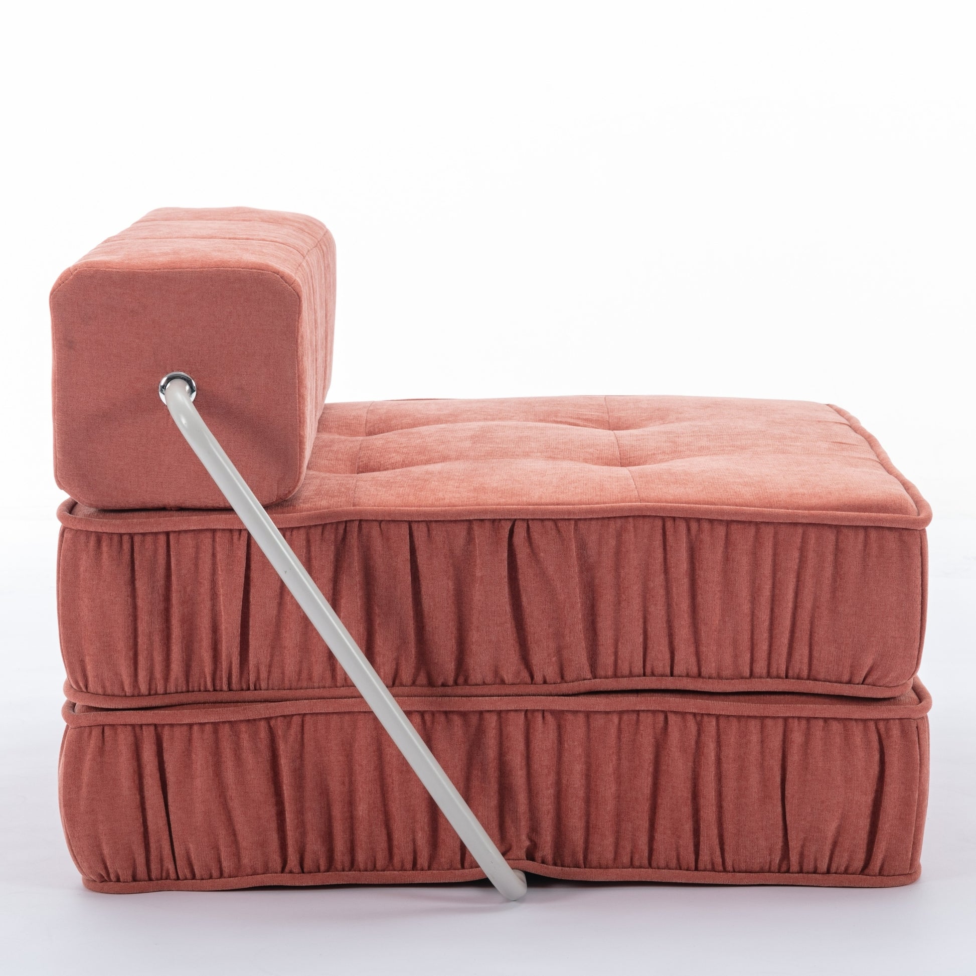 Folding Sofa Bed, Futon Sleeper Chair, Convertible Chair Floor Couch & Sleeping Mattress For Living Room, Guest Room, Home Office, Apartment, Small Space, Bed, Removable Back Cushion, Orange, 1 Seat Orange Chenille Primary Living Space Pillow Back Soft