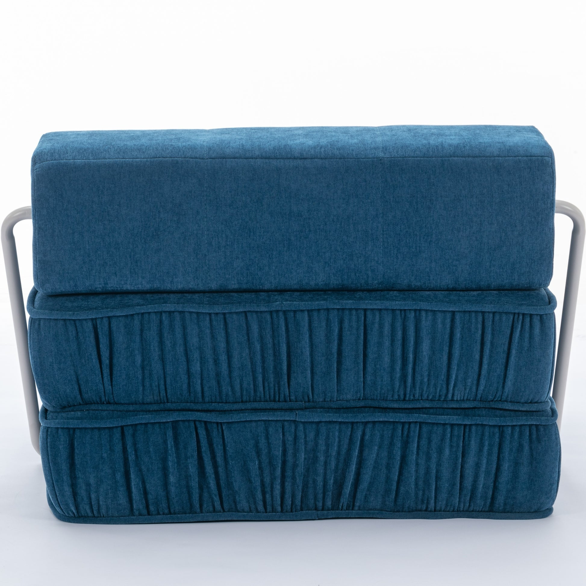 Folding Sofa Bed, Futon Sleeper Chair, Convertible Chair Floor Couch & Sleeping Mattress For Living Room, Guest Room, Home Office, Apartment, Small Space, Bed, Removable Back Cushion, Blue, 1 Seat Blue Chenille Primary Living Space Pillow Back Soft