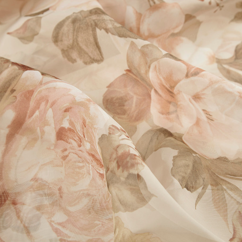 Printed Floral Voile Sheer Scarf Blush Polyester